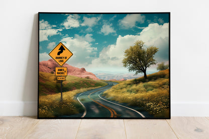 Custom Street Sign Couple Canvas, Personalized Names And Date Wall Art, Modern Couples Anniversary Decor