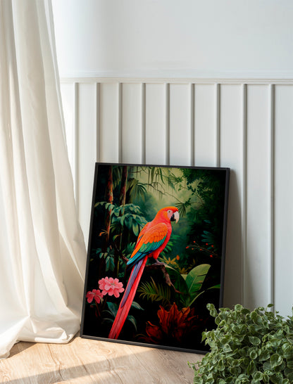 Parrot Illustration Art Print, Parrot Art, Parrot Boho Art, Animal Art, Colorful Art