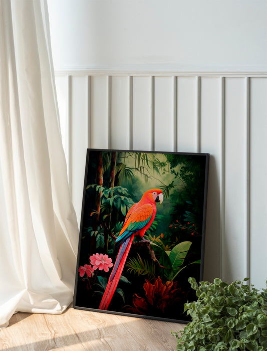 Parrot Illustration Art Print, Parrot Art, Parrot Boho Art, Animal Art, Colorful Art