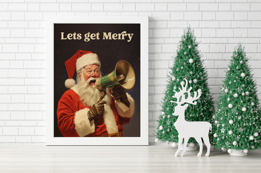 Christmas Funny Santa Claus Art Print, Vintage Christmas, Classic Christmas, Christmas Santa, Vintage Santa, Santa Illustration