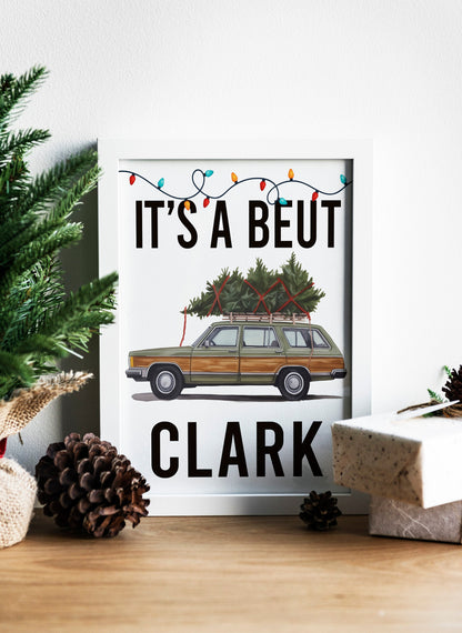 National Lampoon’s Christmas Vacation Car with Christmas Tree Art Print, Clark Griswold, Vintage Christmas, Vintage Christmas Illustration