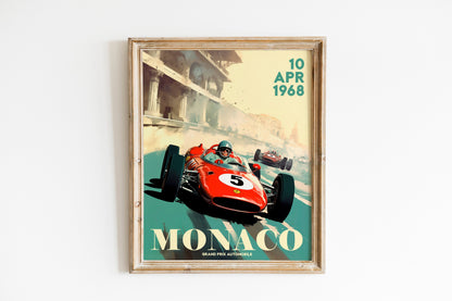 Race Car Art, Track Race Travel Art, Pacific Coast, Car Art Print, Wall Decor, Race Car Decor, Retro Car Art, Art Print