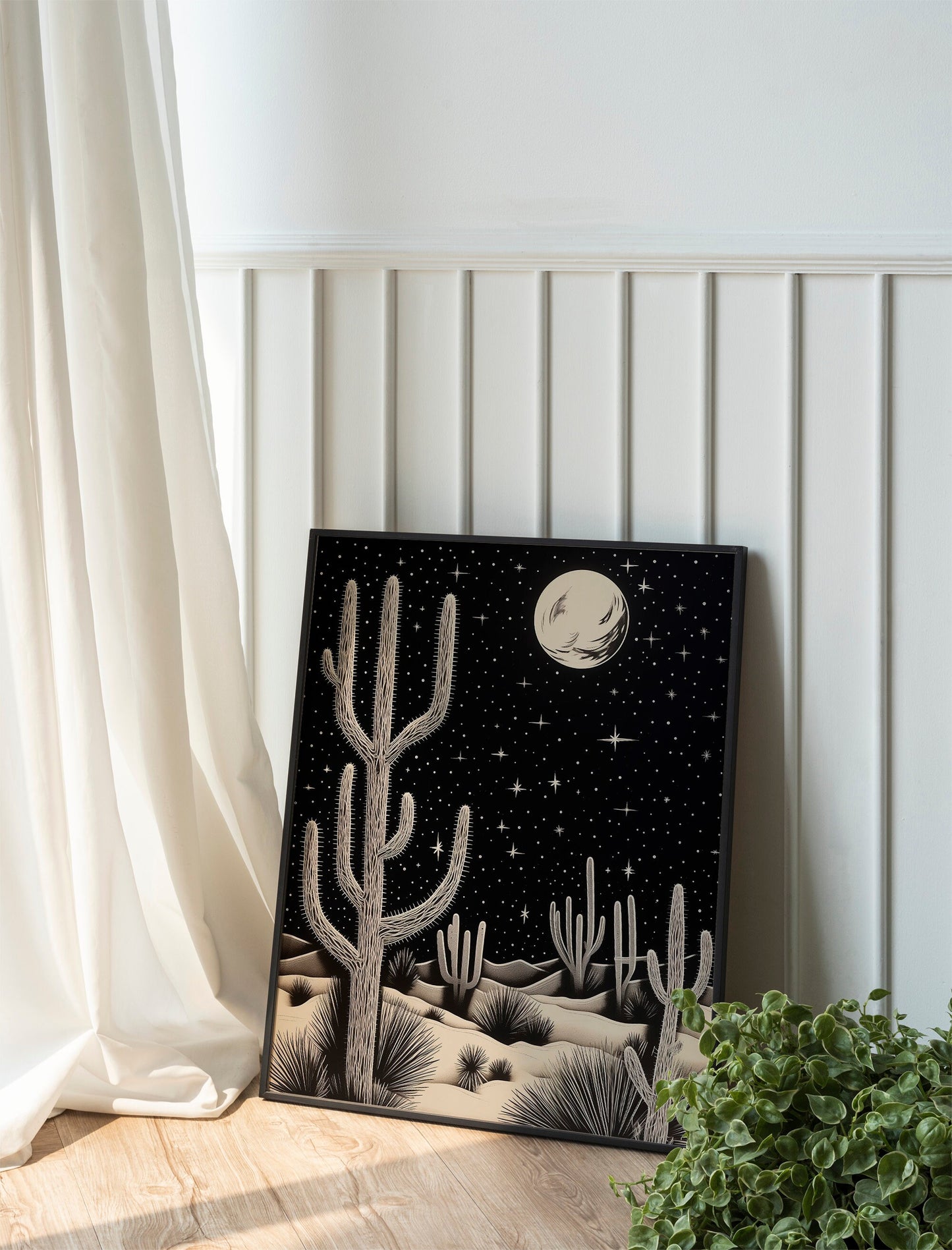 Moon Above Desert At Night Wall Decor Art Print