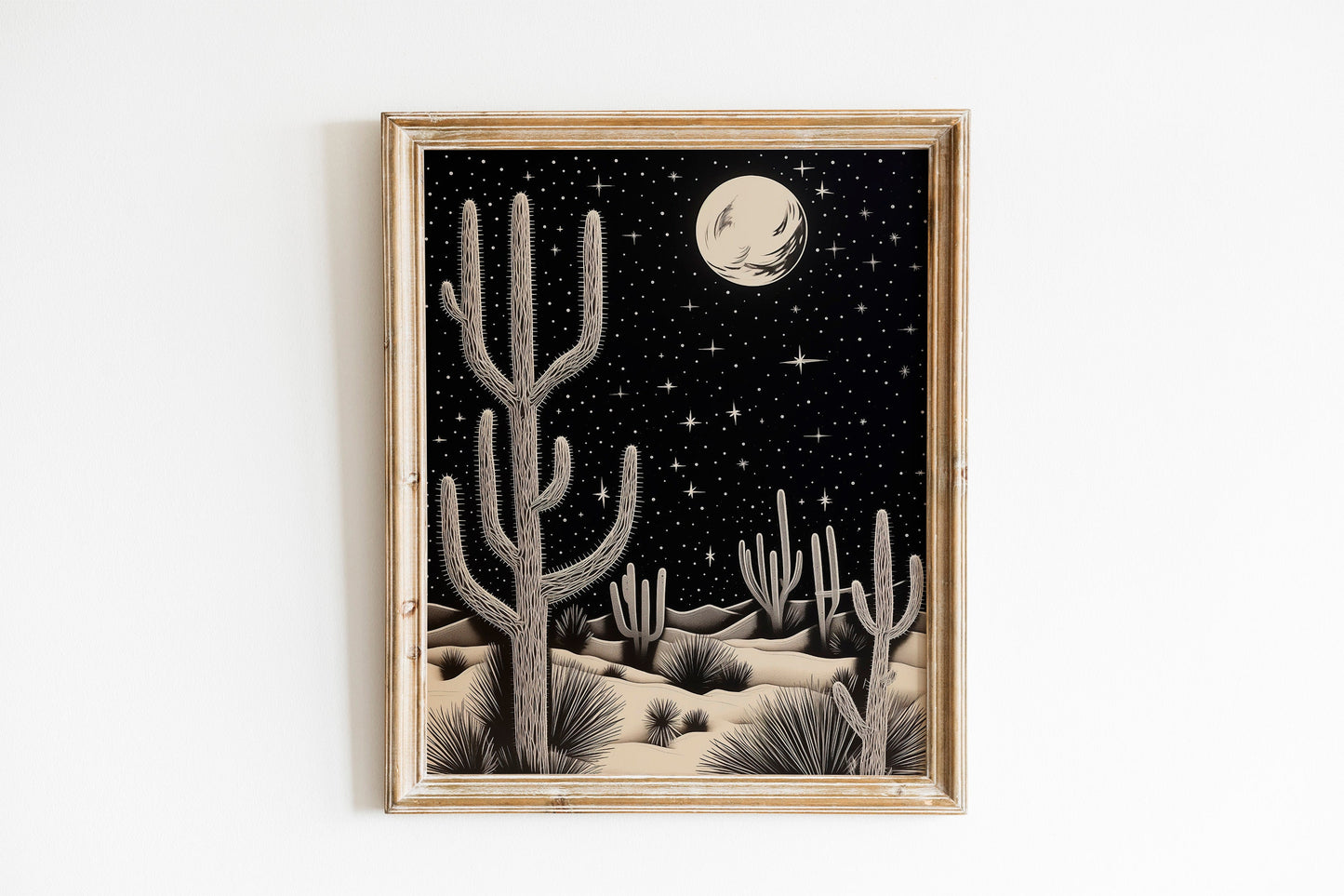 Moon Above Desert At Night Wall Decor Art Print