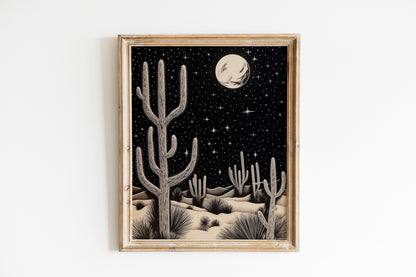 Moon Above Desert At Night Wall Decor Art Print