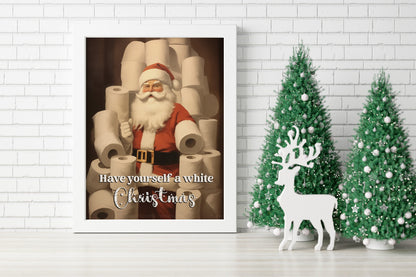 Christmas Funny Bathroom Santa Claus Art Print, Vintage Christmas, Classic Christmas, Christmas Santa, Vintage Santa, Santa Illustration