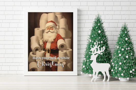 Christmas Funny Bathroom Santa Claus Art Print, Vintage Christmas, Classic Christmas, Christmas Santa, Vintage Santa, Santa Illustration