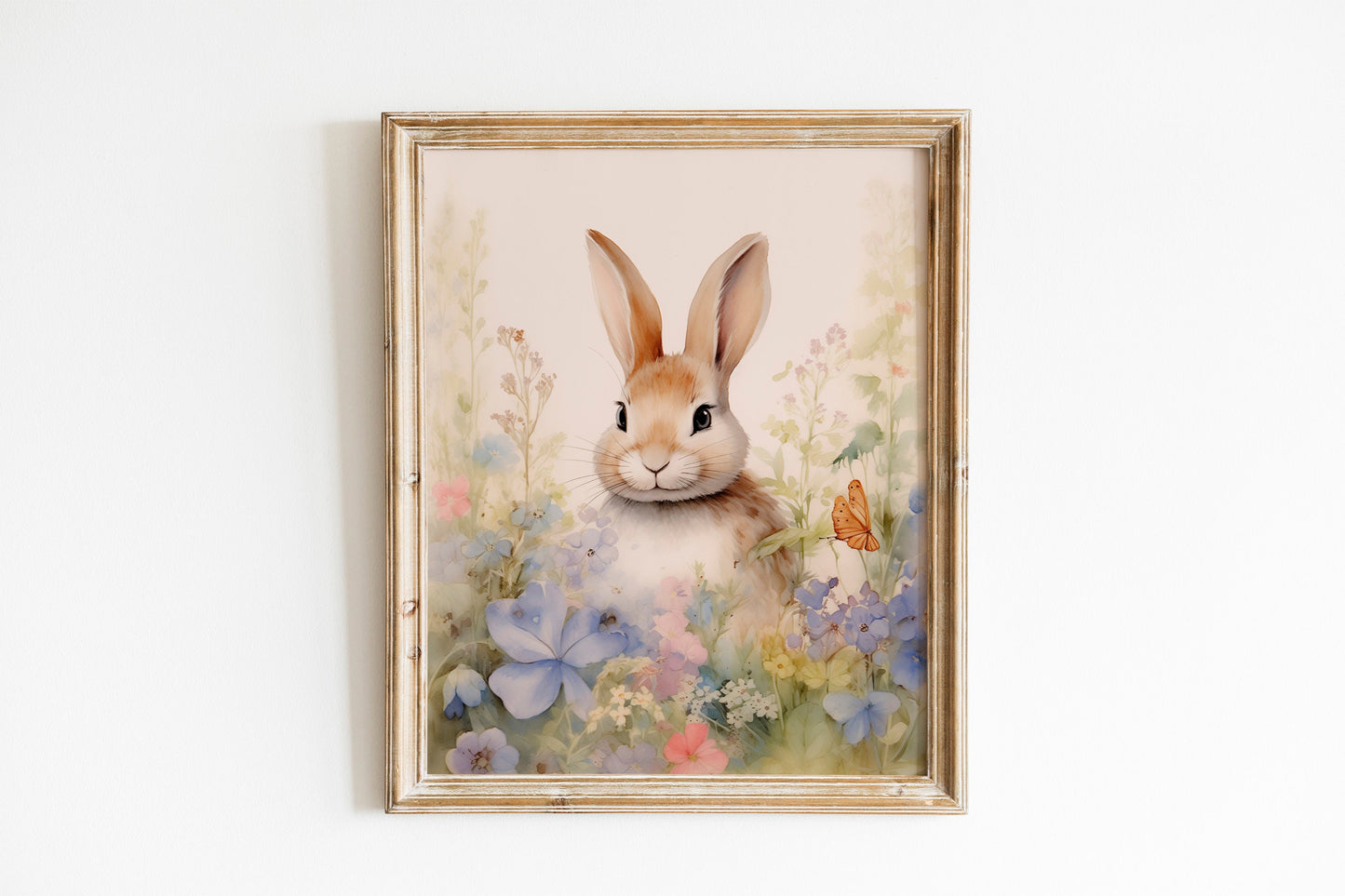 Happy Easter Bunny In The Grass Boho Art Print, Bunny Art, Easter Art, Wall Decor, Bunny Wall Decor, Easter Wall Decor
