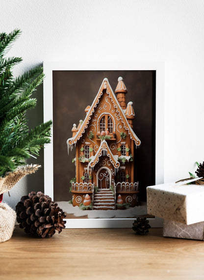 Christmas Cute Gingerbread House Illustration Art Print
