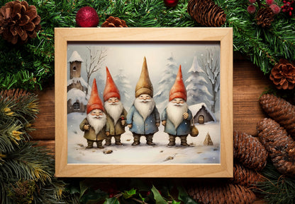 Christmas Cute Gnome Men Illustration Art Print