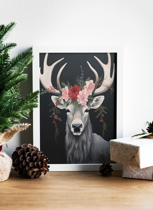 Deer Illustration Art Print, Deer Art, Deer Boho Art, Animal Art, Colorful Art, Boho, Christmas Deer