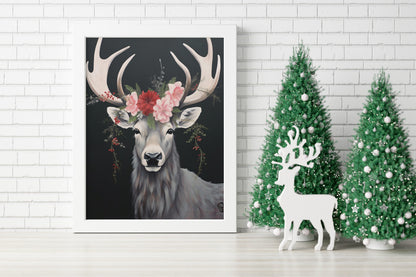 Deer Illustration Art Print, Deer Art, Deer Boho Art, Animal Art, Colorful Art, Boho, Christmas Deer