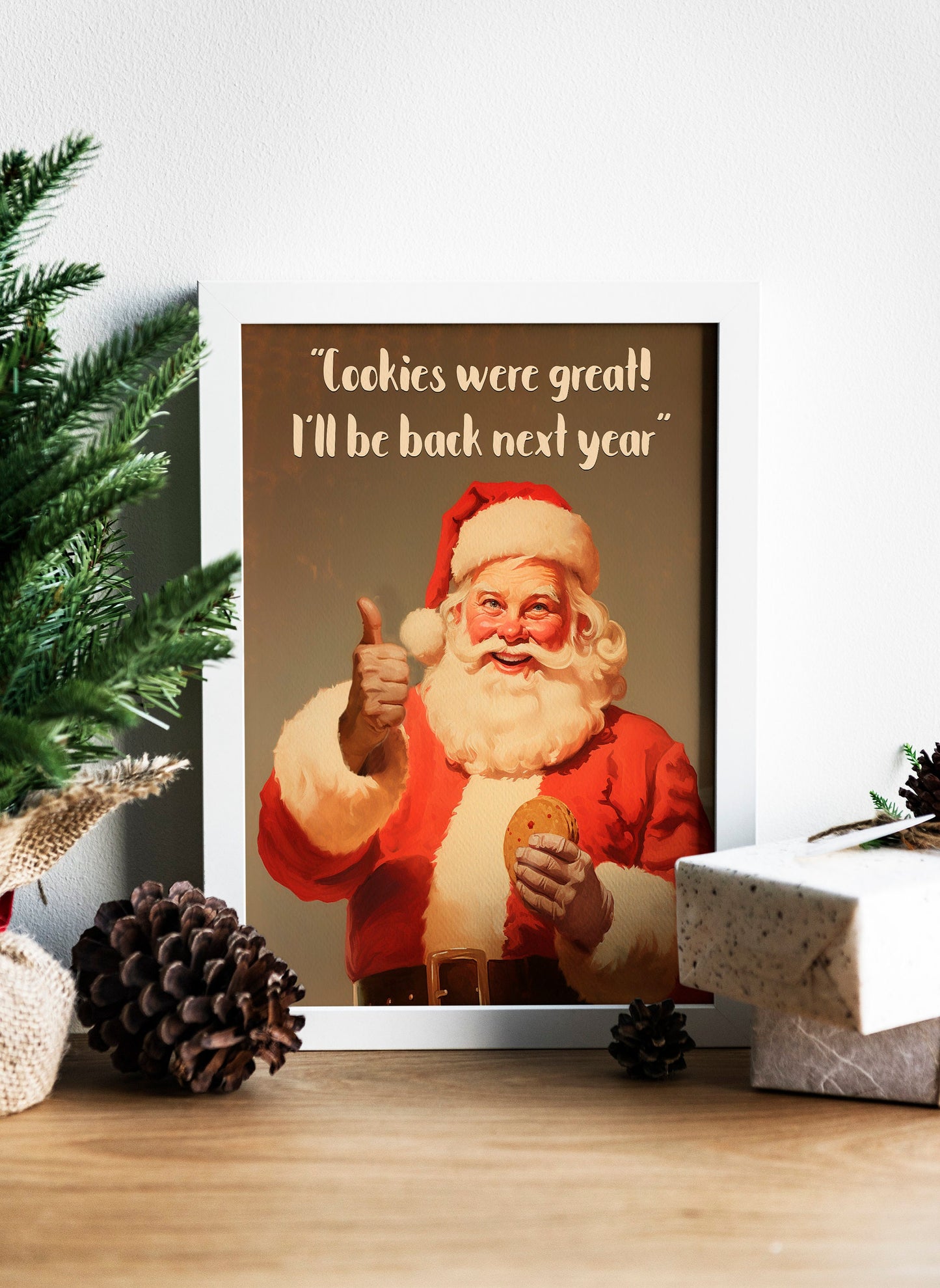 Christmas Funny Santa Claus Art Print, Vintage Christmas, Classic Christmas, Christmas Santa, Vintage Santa, Santa Illustration
