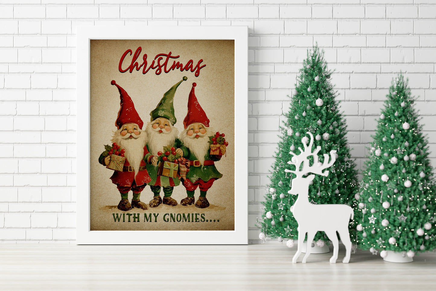 Christmas Cute Gnome Men Illustration Art Print