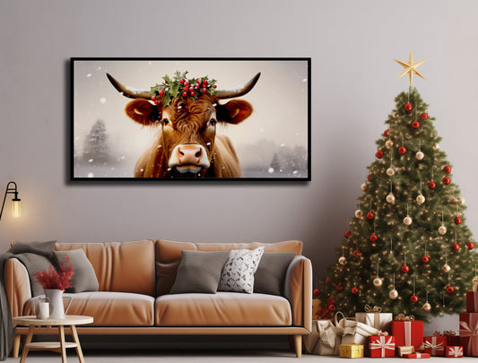Christmas Canvas Art Print, Christmas Wall Decor, Christmas Mistletoe Wall Art, Classic Christmas