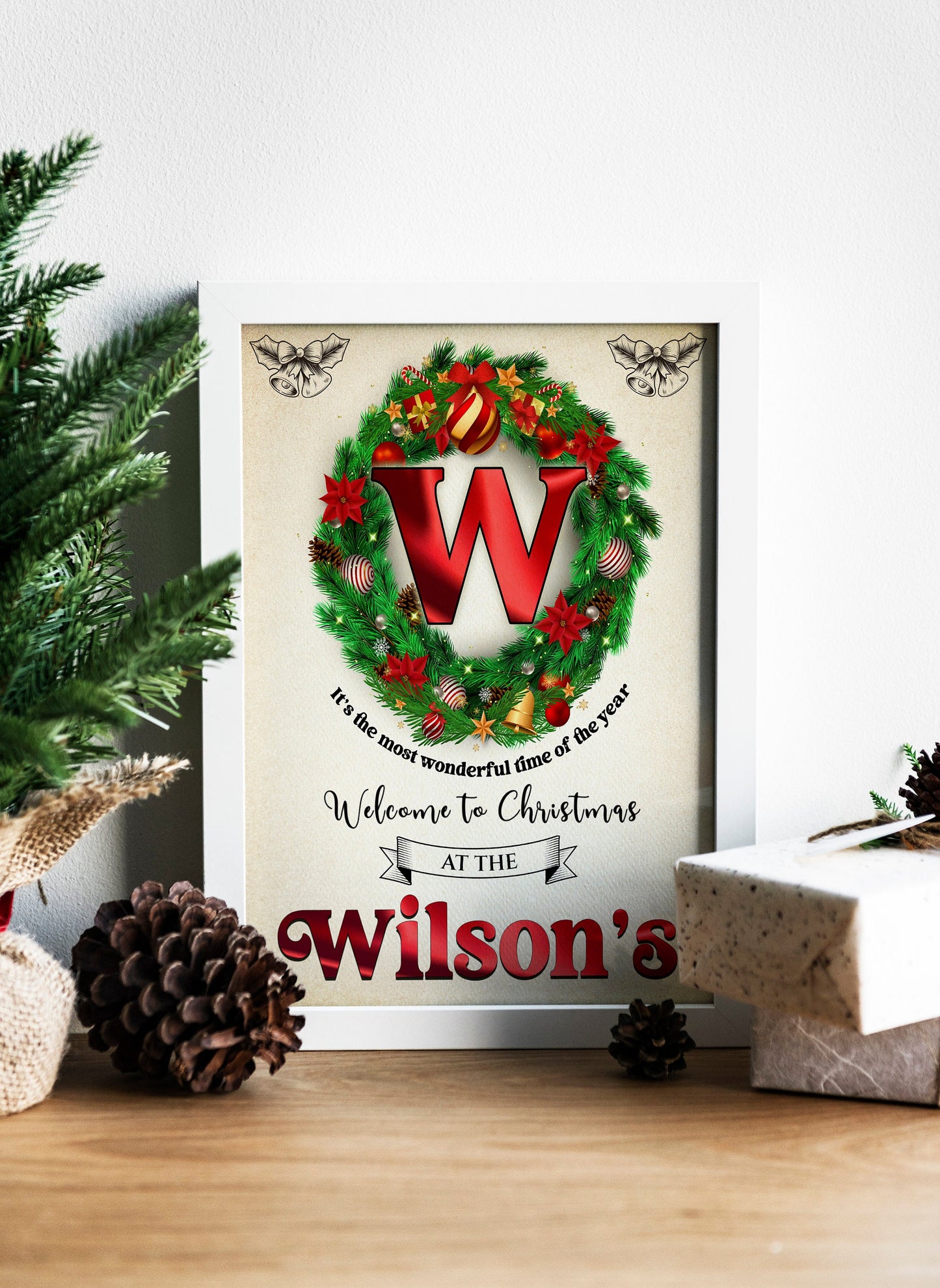 Christmas Custom Wreath Illustration Art Print