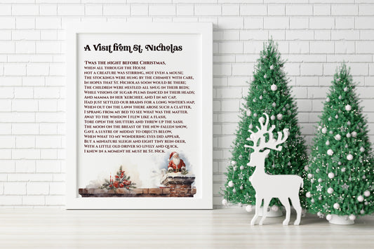 Christmas Vintage Santa Art Print, Vintage Christmas, Classic Christmas, Christmas Holly, Vintage Art, Christmas Wall Decor