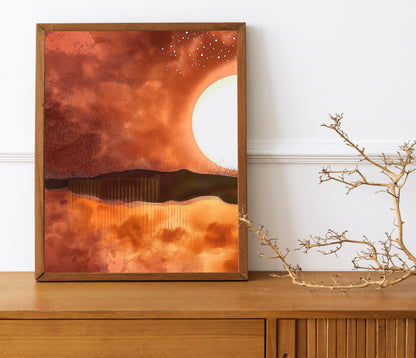 Sun Mountain Abstract Wall Decor Art Print