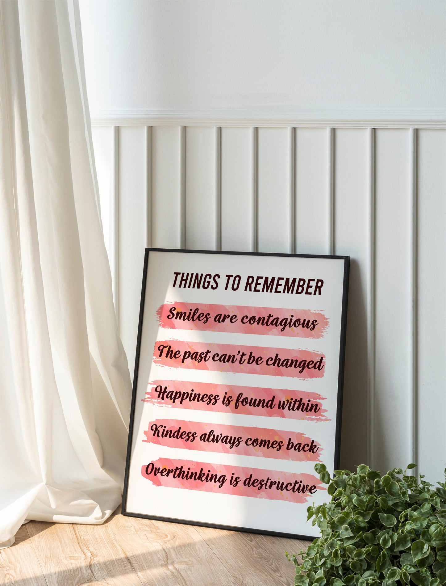 Things To Remember Pink Motivational Art, Wall Art, Inspirational, Positive Art Print