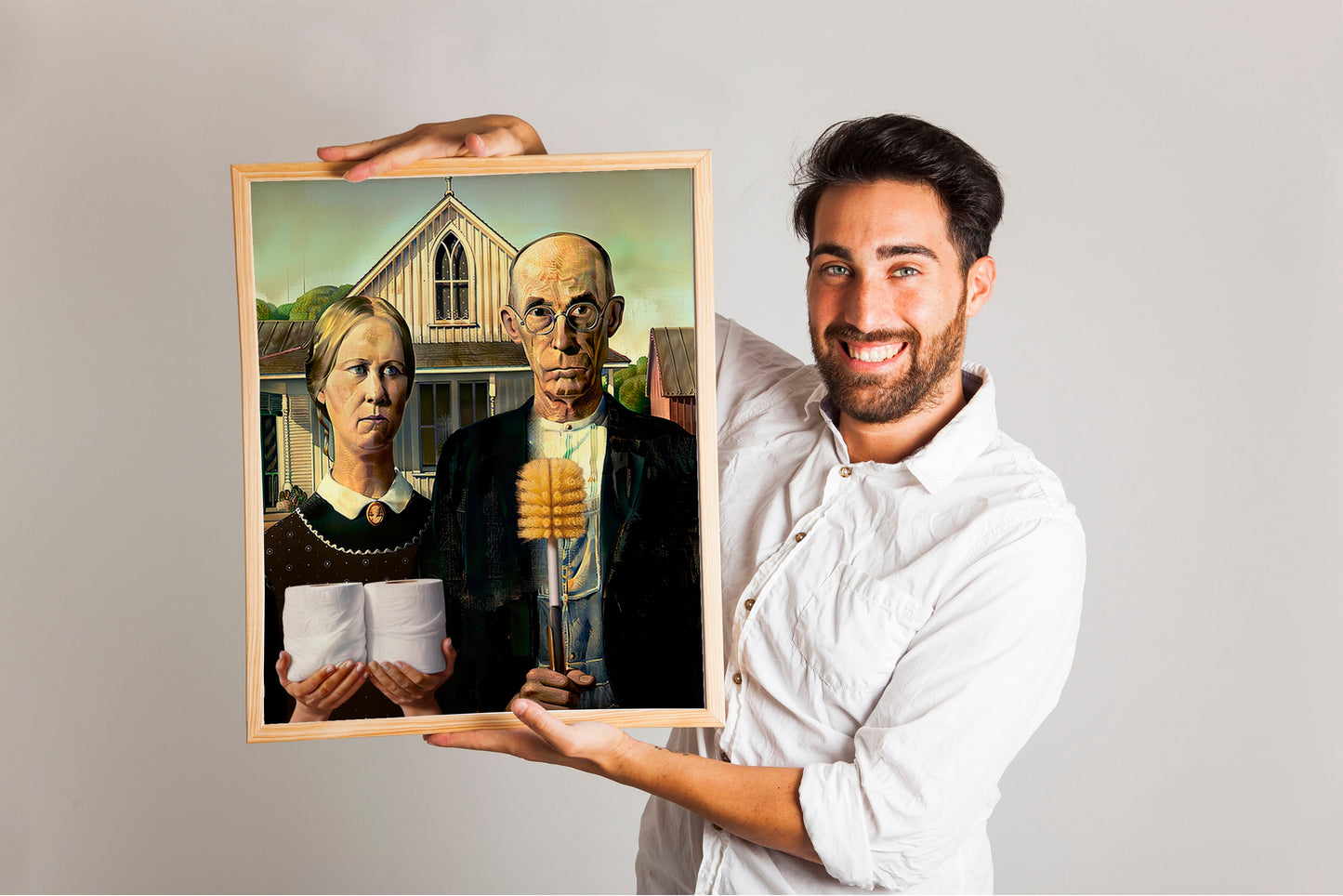 American Gothic Toilet Paper Funny Bathroom Print, Funny Bathroom Wall Decor, Funny Wall Art, Bathroom Wall Art, Humor Wall Art