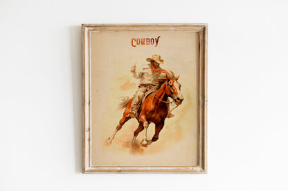 Cowboy Riding Horse Country Art Print