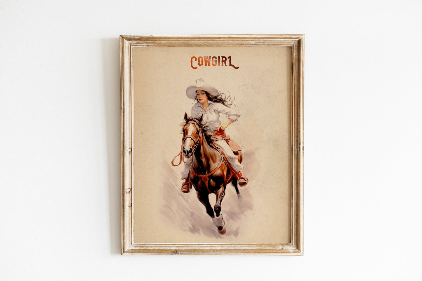Woman Riding Horse Art Print, Woman Country Art