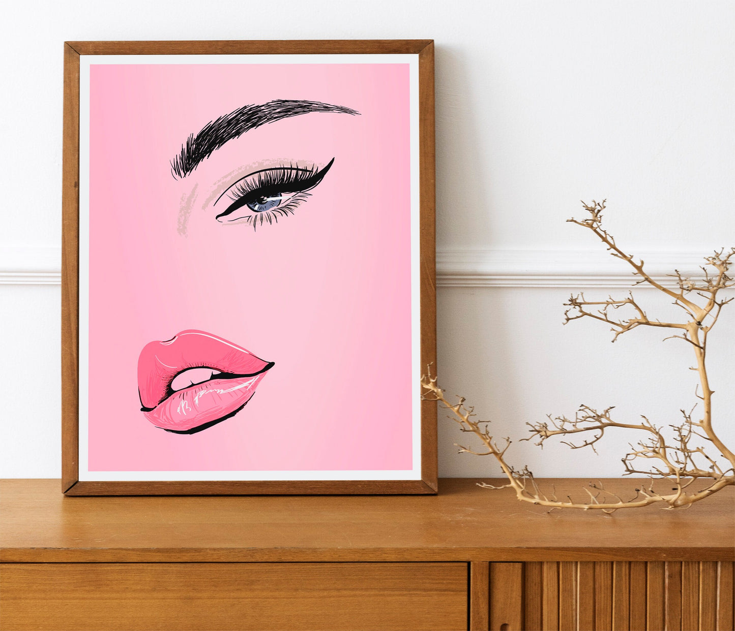 Glamorous Pink Woman Art Print, Girly Wall Decor, Beauty Room