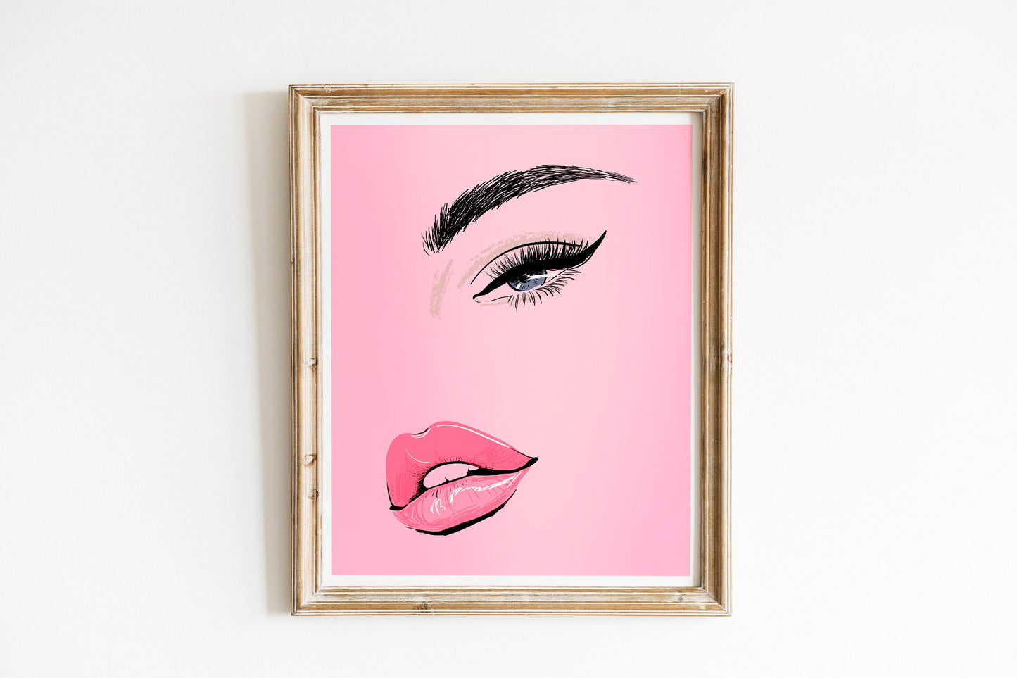 Glamorous Pink Woman Art Print, Girly Wall Decor, Beauty Room