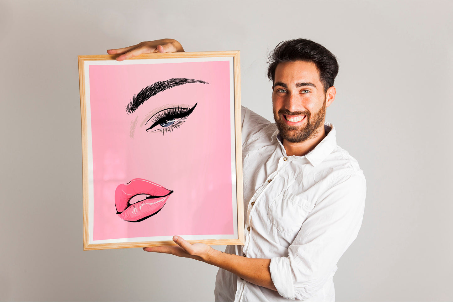 Glamorous Pink Woman Art Print, Girly Wall Decor, Beauty Room
