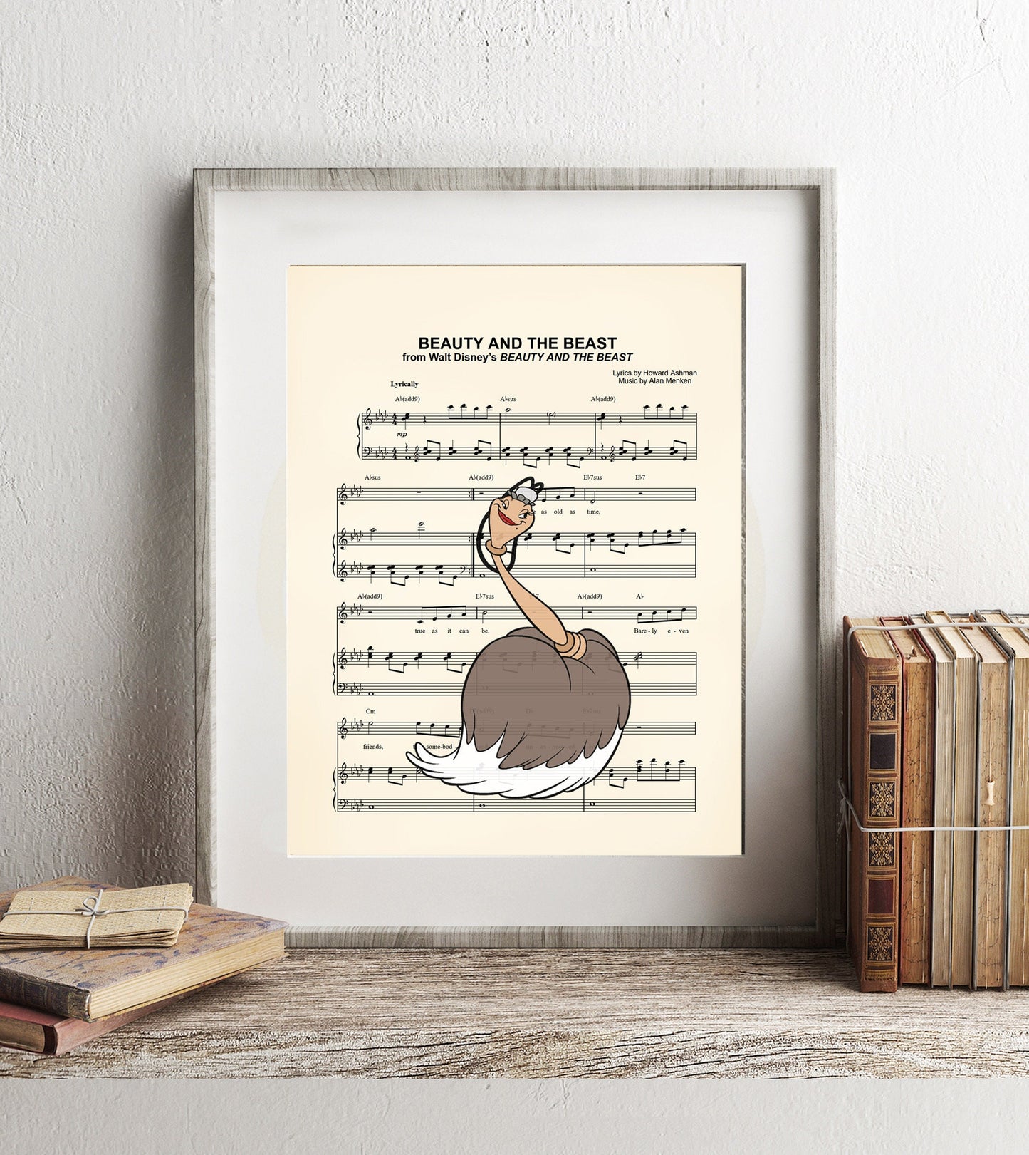 Beauty and the Beast Babette, Plumette, Fifi, Featherduster Sheet Music Art Print