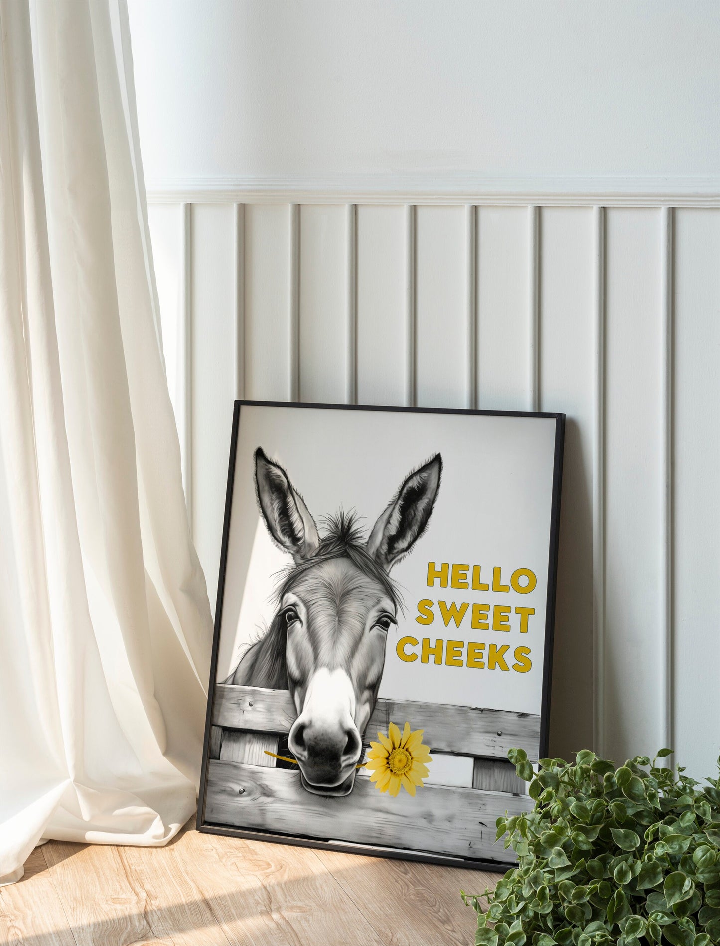 Funny Donkey Bathroom, Hello Sweet Cheeks, Funny Bathroom Print, Funny Wall Art, Donkey Bathroom Decor, Bathroom Wall Art, Bathroom Decor