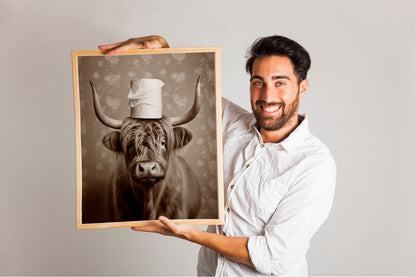 Funny Cattle With Toilet Paper Bathroom Print, Funny Wall Art, Bathroom Decor, Bathroom Wall Art