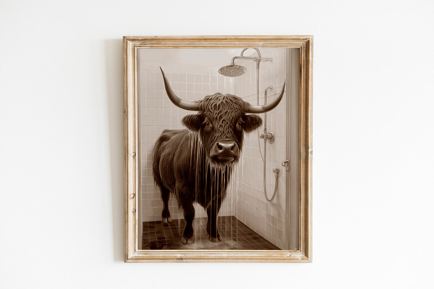 Unique Cattle In Shower Wall Decor Art