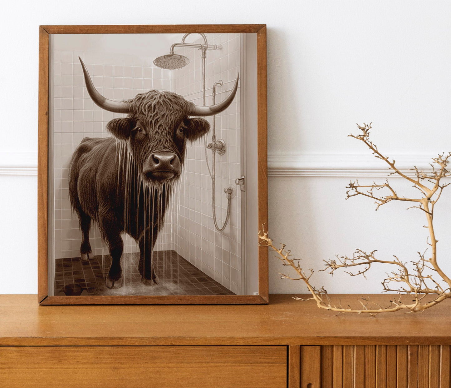 Unique Cattle In Shower Wall Decor Art