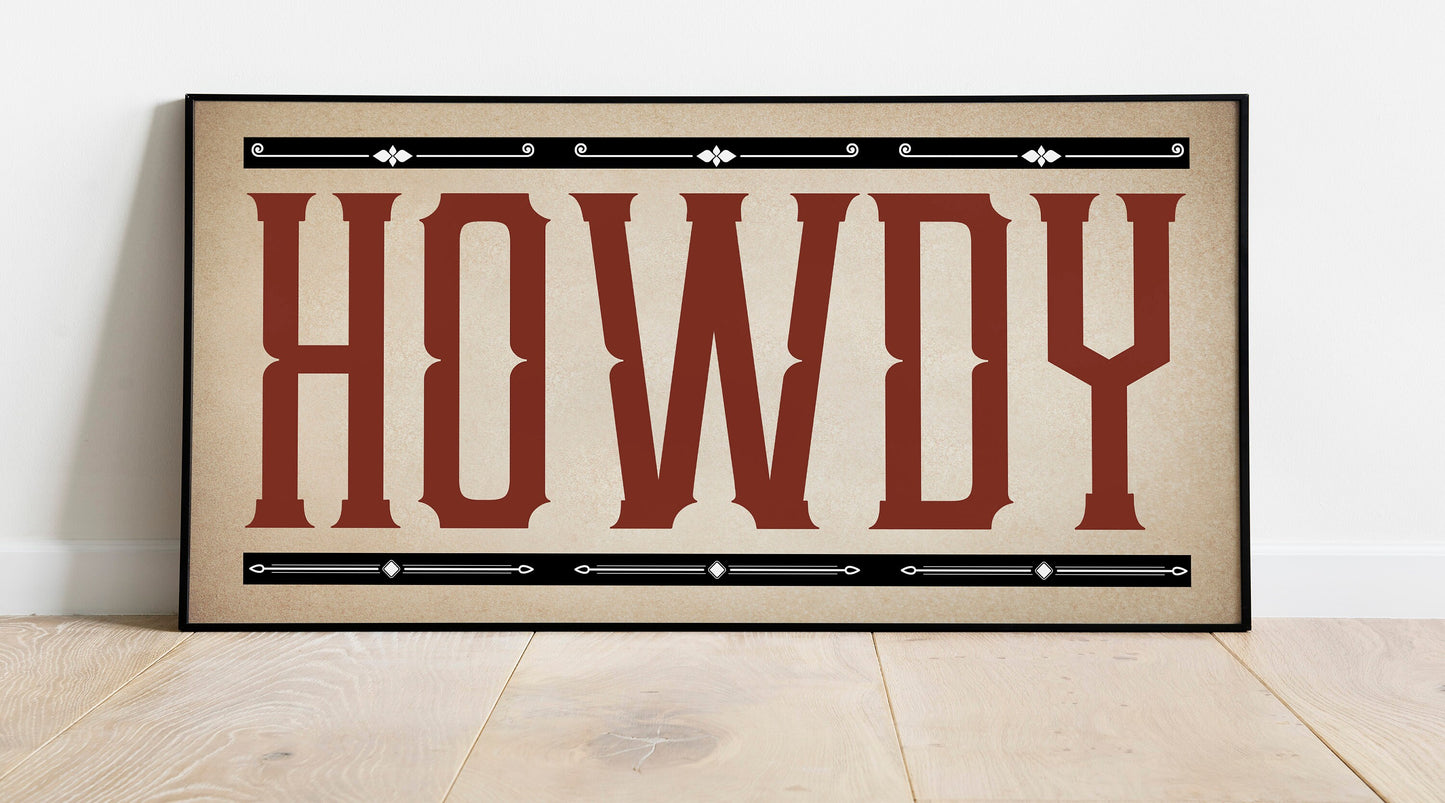 Howdy Farm House Ranch Decor Canvas Wall Art