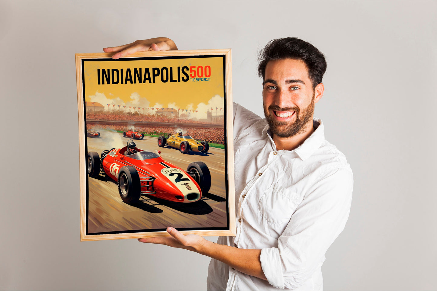 Race Car Art, Traci Race Indianapolis Travel Art, Pacific Coast, Car Art Print, Wall Decor, Race Car Decor, Retro Car Art, Art Print