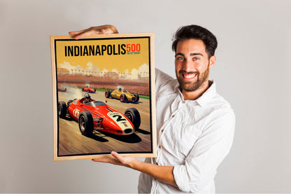 Race Car Art, Traci Race Indianapolis Travel Art, Pacific Coast, Car Art Print, Wall Decor, Race Car Decor, Retro Car Art, Art Print