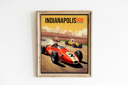 Race Car Art, Traci Race Indianapolis Travel Art, Pacific Coast, Car Art Print, Wall Decor, Race Car Decor, Retro Car Art, Art Print