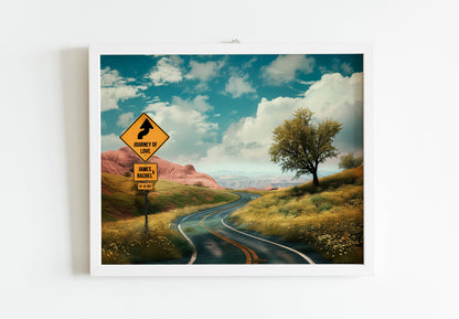 Custom Street Sign Couple Canvas, Personalized Names And Date Wall Art, Modern Couples Anniversary Decor