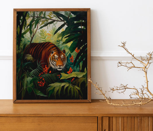 Tiger Illustration Art Print, Tiger Nursery Art, Tiger Boho Art, Animal Nursery Art, Colorful Nursery Art, Nursery Decor, Boho, Tiger Art
