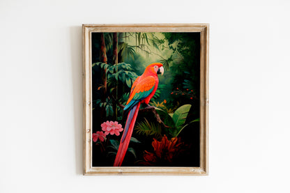 Parrot Illustration Art Print, Parrot Art, Parrot Boho Art, Animal Art, Colorful Art