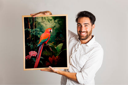 Parrot Illustration Art Print, Parrot Art, Parrot Boho Art, Animal Art, Colorful Art