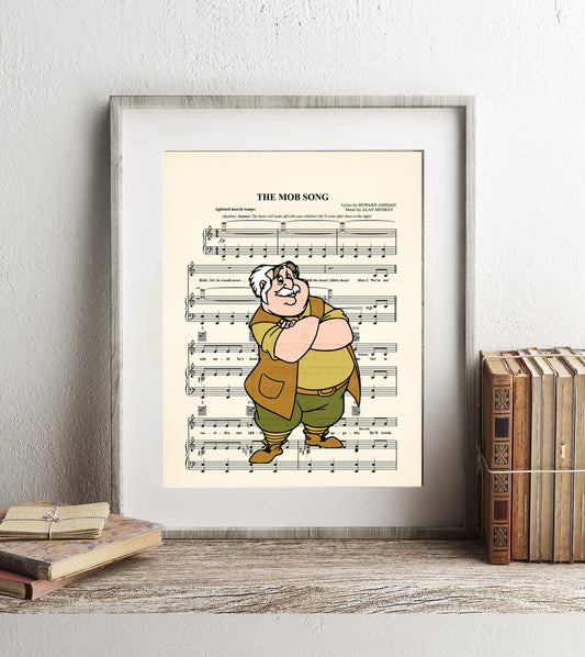Beauty and the Beast Maurice Mob Song Sheet Music Art Print