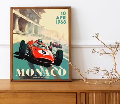 Race Car Art, Track Race Travel Art, Pacific Coast, Car Art Print, Wall Decor, Race Car Decor, Retro Car Art, Art Print