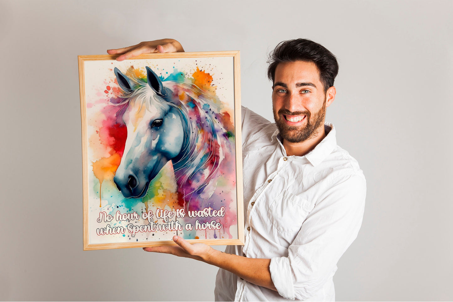 Watercolor Horse Art Print, No Hour is Wasted When Spent with a Horse Print, Cowgirl Art, Feminine Aesthetic Art, Country Wall Art