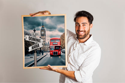 London Custom Street Sign Names and Date Art Print, Custom Couple Art Print, Personalized Couple Art, Custom Couple Names and Date Art Print