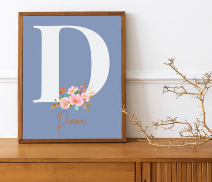 Custom Letter Nursery Art, Heart and Rose Nursery Art, Flowers Nursery, Floral Nursery Decor, Neutral Nursery Art, Nursery Decor, Boho Art