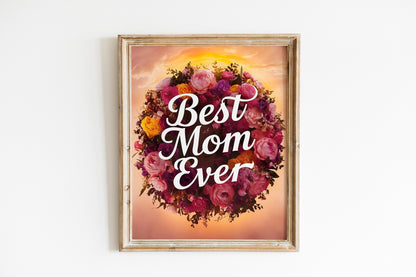 Mother’s Day Flower Wreath Print, Mother Appreciation Print, Mother’s Day