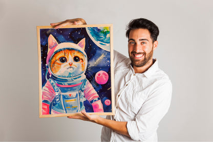Funny Space Astronaut Cat Print, Funny Wall Art, Decor, Wall Art, Funny Cat, Cat Lovers, Space