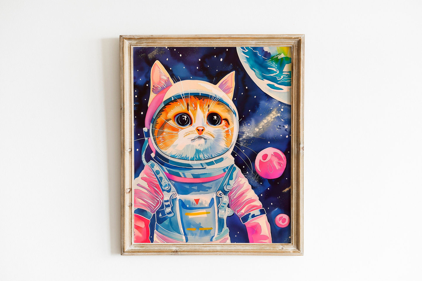 Funny Space Astronaut Cat Print, Funny Wall Art, Decor, Wall Art, Funny Cat, Cat Lovers, Space